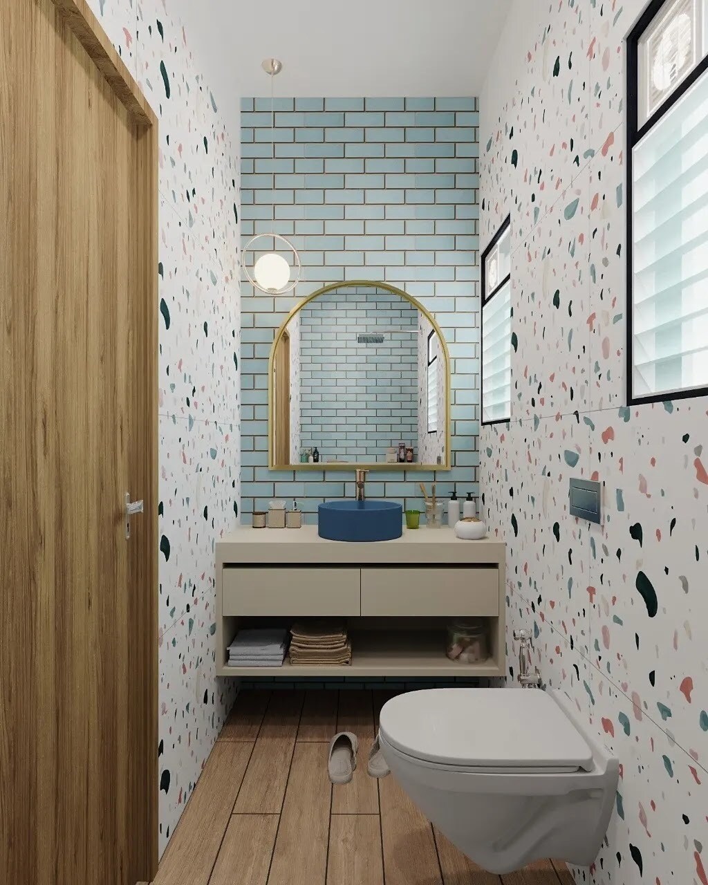 Arched Brass & Subway Tile Ensuite