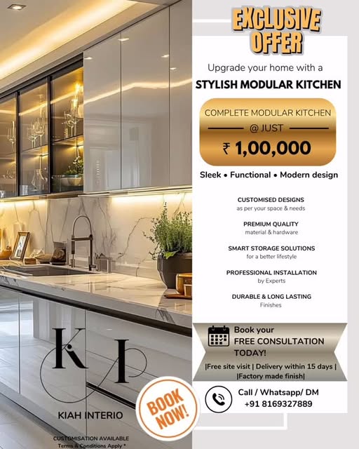 Handleless Calacatta Modular Kitchen