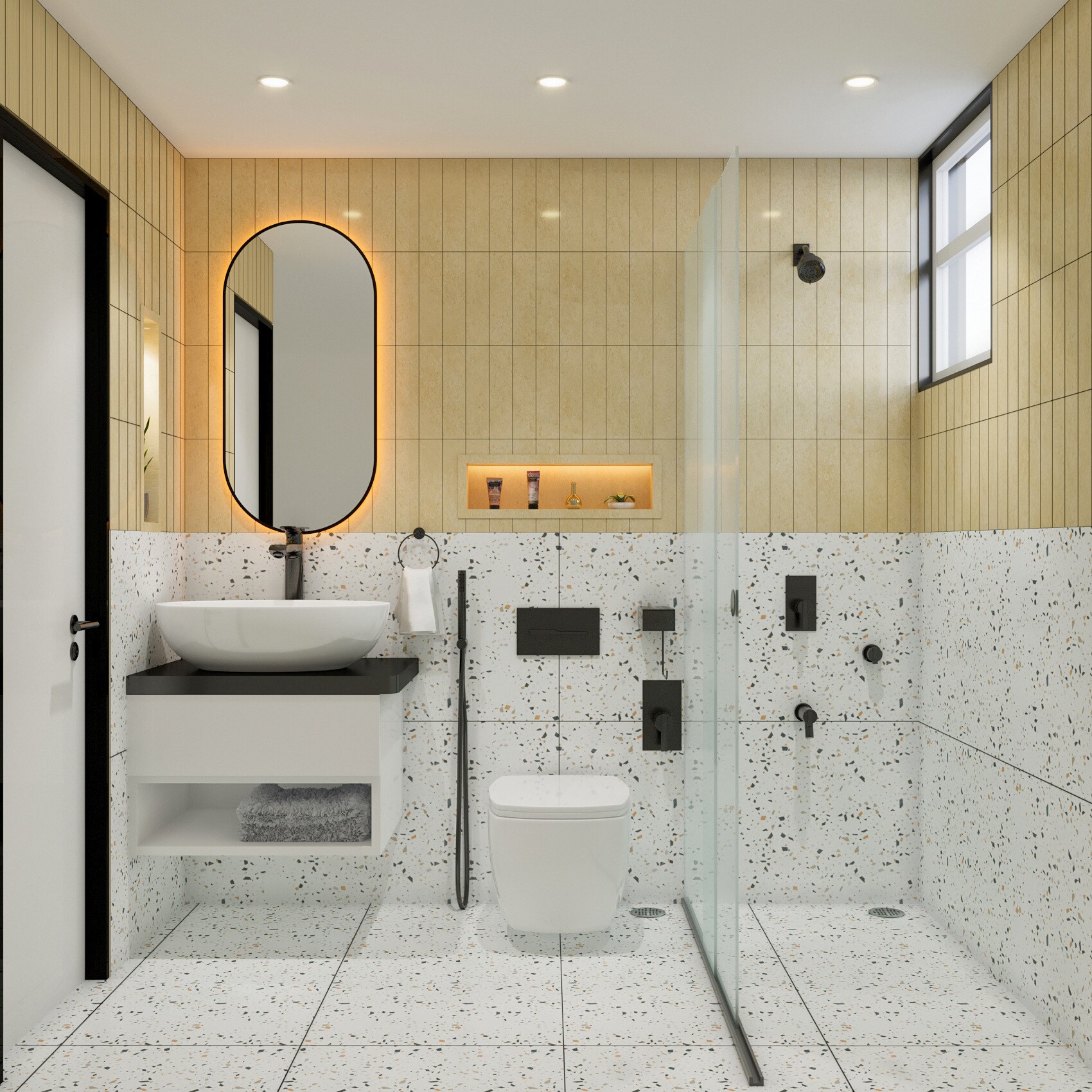 Kiah Interio Luxury Terrazzo & Timber Slatted Bathroom Ensuite