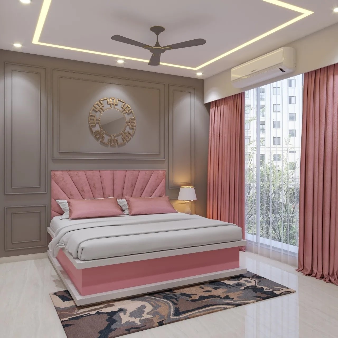 Kiah Interio Master Suite Residence Interior with Neoclassical Wall Mouldings
