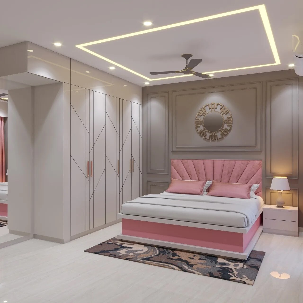 Full-Height Angled Groove Wardrobe